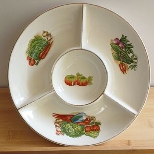 Vintage Japan Ceramic Divided Serving Platter 8"